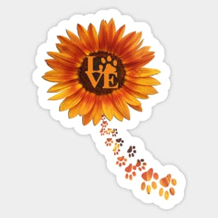 Sunflower Sunshine Love Paw Print Yellow Flower Pet, dog mom and cat mom cute Gifts Sticker